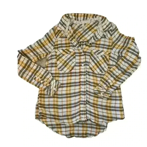 Free People Womens Gauzy Flannel Long Sleeve Button Down Top XS - Picture 10 of 14